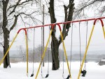 looking west toward the Western Gateway Bridge over the Mohawk River from a swingset in Riverside Park – Schenectady NY –&nbsp;27Feb2011