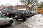 So. College St. merging into Erie Blvd. in Schenectady NY at 8 AM-&nbsp;7Feb2011