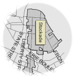map showing the Stockade Historic Residential&nbsp;District