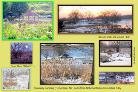 Gateway Landing (Rotterdam NY) at the confluence of Binnekill (Creek) and the Mohawk River as seen from Cucumber Alley in the Schenectady NY Stockade