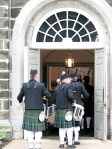 Schenectady Pipe Band enters St. George’s Episcopal Church for the blessing of the tartans ceremony (Kikin’ o’ the Tartans) as part of the 2011 Patronal Festival – Schenectady NY –&nbsp;22May2011