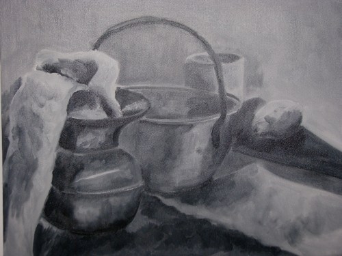 B&W still life (oil, 2004) by Elizabeth MacFarland B&W still life (oil, 2004) by Elizabeth MacFarland