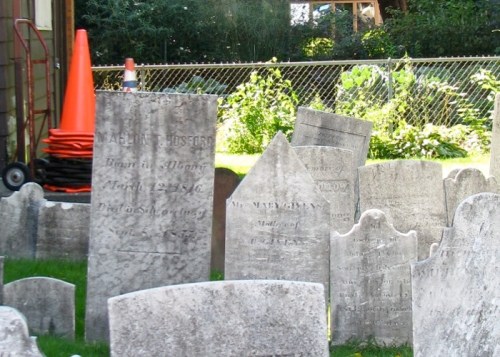 Orange Safety Cones at 1st Presbyterian Cemetery - 02Sept08