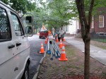 Orange Cones Curbside with Van – 10 Wash. Av. –&nbsp;01July2009
