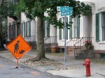 Orange Work Sign at the corner of Cucumber Alley –&nbsp;26June2009