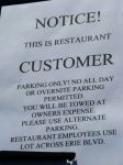 The original Clinton’s Ditch “Restaurant Customer Only” Parking&nbsp;Flyer