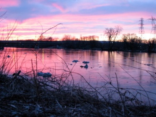 pastel sunset after the ice jam - 11Mar09