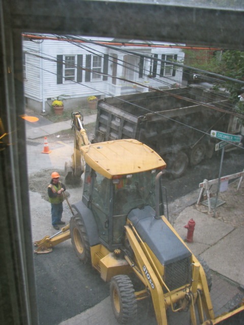 Backhoe At My Window - Cucumber Alley, Schenectady Stockade - 18Sep09