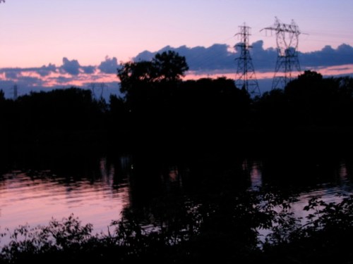 sunset along the Mohawk River as seen from the backyard of 16 Washington Ave, Schenectady. 08Sep09