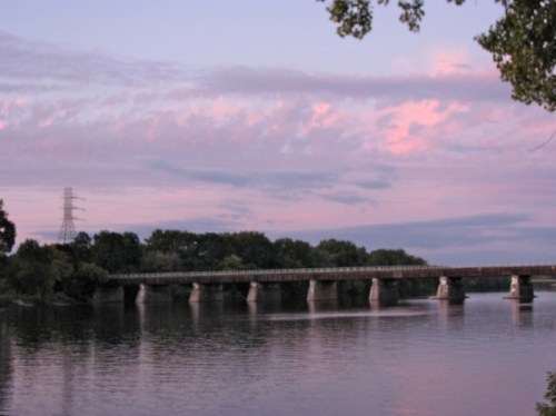 sunset clouds over the CSX rail bridge on the Mohawk River - 14Sep09