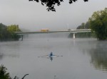 rower with fog-lifting – past the Western Gateway Bridge – 8 AM&nbsp;21Sep09