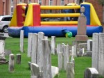 Bouncy-bounce with headstones, 1st Presbyterian Church parking lot, Schenectady Stockade –&nbsp;12Sep09