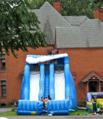 big blue slides, 1st Presbyterian Church parking lot, Schenectady Stockade - 12Sep09