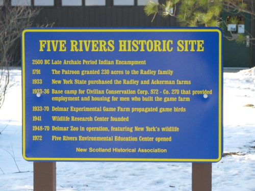 sign showing history of the Five Rivers Historic Site - 16Jan2010