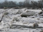 ice floes stranded along the bank of the Mohawk River behind 4 Cucumber Alley near the Western Gateway Bridge - Schenectady NY - 03Feb2010