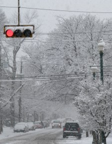 Union St. entryway to the Schenectady Stockade on a snowy afternoon - 16Feb2010
