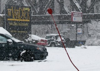 Van Dyck parking lot on a snowy Schenectady afternoon - 16Feb2010