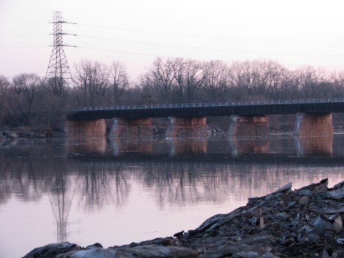 the Schenectady-Scotia CSX trestle over the Mohawk River at sunrise - 19March2010
