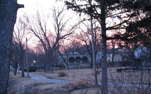Pump House in Riverside Park at North Ferry St. in Schenectady NY at sunrise - 19March2010