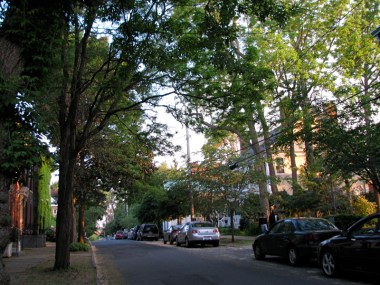 view of Washington Ave. in the Schenectady Stockade looking southward from Front St. - 27May2010