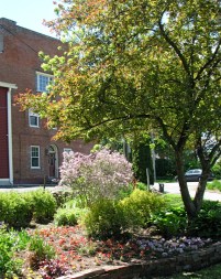 detail of the southwest flowerbed in Riverside Park in Schenectady NY after activities on Planting Day - 15May2010