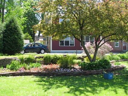 the flowerbed on the southwest corner of Schenectady's Riverside Park seen after the volunteers left on Planting Day - 15May2010