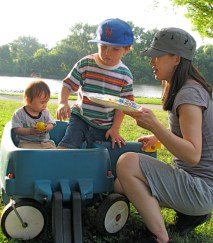 Andrew and Devin and Mandy at a potluck picnic in Riverside Park - Schenectady NY - 21July2010