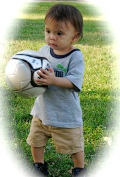 Andrew with a soccer ball in Riverside Park - 21July2010