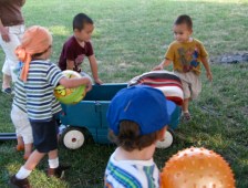 the blue wagon brought by the Hodgkins was the center of a lot of attention at the Riverside Park picnic - 21July2010