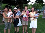 four moms with their babies at Xiwen’s 1st birthday party in Riverside Park – Schenectady NY –&nbsp;28July2010