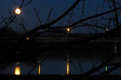 Super Moon looking west over the Mohawk River and the Western Gateway Bridge from the end of Washington Ave. - Schenectady Stockade - 20March2011 6:40 AM