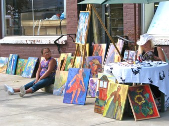 Gwendolyn Lett's exhibit along the former site of Arthur's Market - - 60th Annual Stockade Villagers' Outdoor Art Show - 10Sep2011
