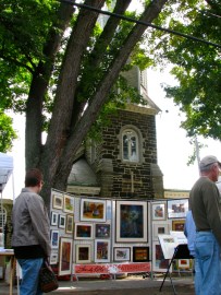 Linda Kollar's exhibit in front of St. George's Episcopal Church on N. Ferry St. - 60th Annual Villagers' Annual Outdoor Art Show - Schenectady NY - 10Sep2011