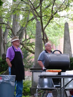 volunteers man the grill at the St. George's Church food court - 60th Annual Stockade Villagers' Outdoor Art Show - Schenectady NY - 10Sep2011