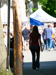 bright sunlike about 3 PM creates a silhouette at Lawrence Circle - 60th Annual Villagers' Annual Outdoor Art Show (2011) - Schenectady NY 10Sep2011