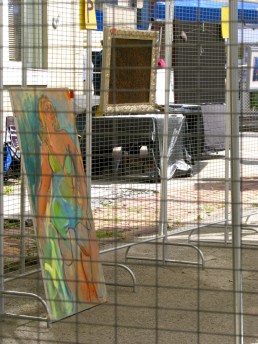 painting by Gwendolyn Lett in the judging tent - 60th Annual Stockade Villagers' Outdoor Art Show - Schenectady NY - 10Sep2011