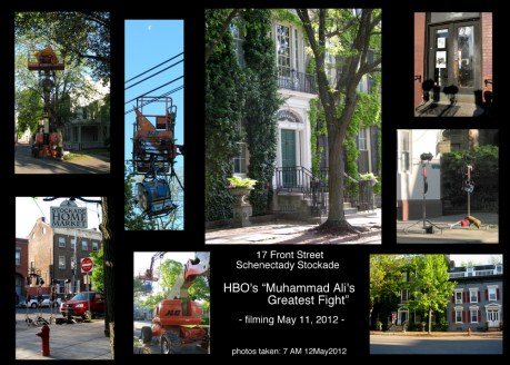 collage of photos taken 7 AM the morning after the filming of HBO movie "Muhammad Ali's Greatest Fight" - Schenectady Stockade - 12May2012