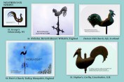 collage of whimsical weathercocks similar to St. George's in the Schenectady Stockade
