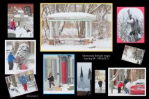 collage of Stockade neighborhood images after a snowfall - Schenectady NY about 9 AM