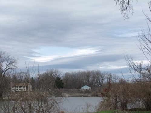windows on the rear first floor of 10 Washington Ave. in the Schenectady NY Stockade at sunset, seen from along the Mohawk River - 18Apr2013