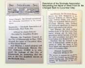 Stockade Assoication resolutions regarding changing name of West Front Street to Cucumber Alley - 1977