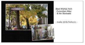 cover of 2015 desk calendar by David Giacalone featuring the Schenectady Stockade